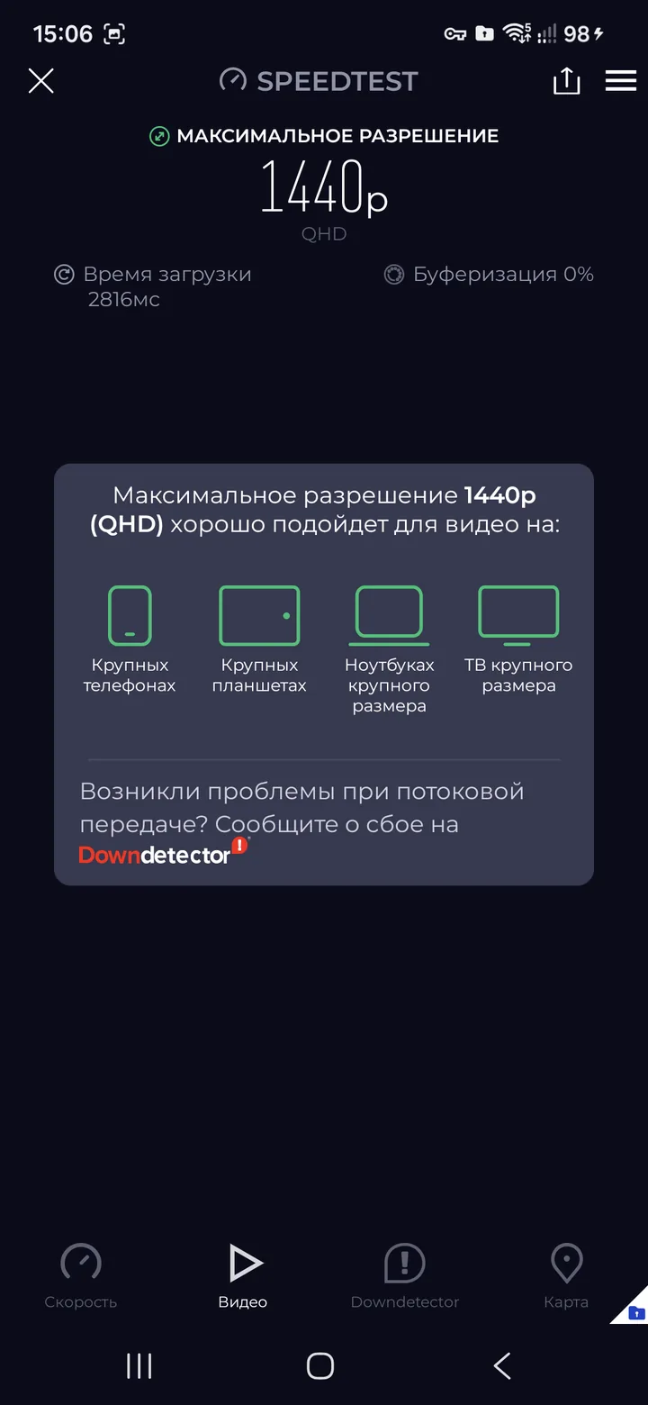 Happ for Android — Let's open 2ip.io and the Speedtest app to measure the speed.