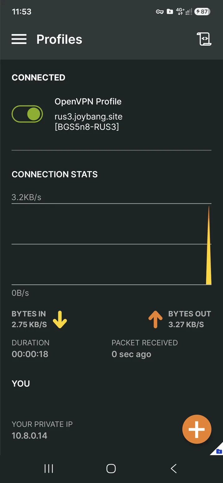 OpenVPN Connect for Android — Confirm the import with "OK". Then tap "CONNECT". Accept the connection request (system prompt - OK).