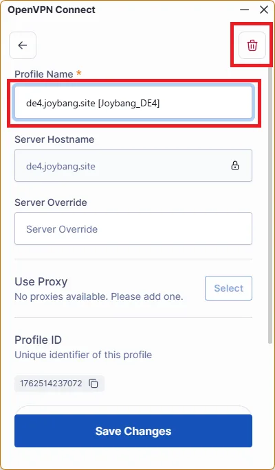 OpenVPN Connect for PC — 9. You can also edit profiles, rename configurations and delete expired ones.