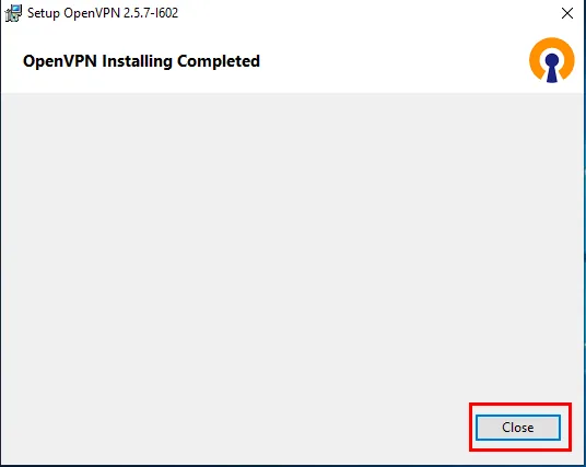 OpenVPN Scramble (XOR) for Windows — Confirm that the installation is complete by clicking the "Close" button.